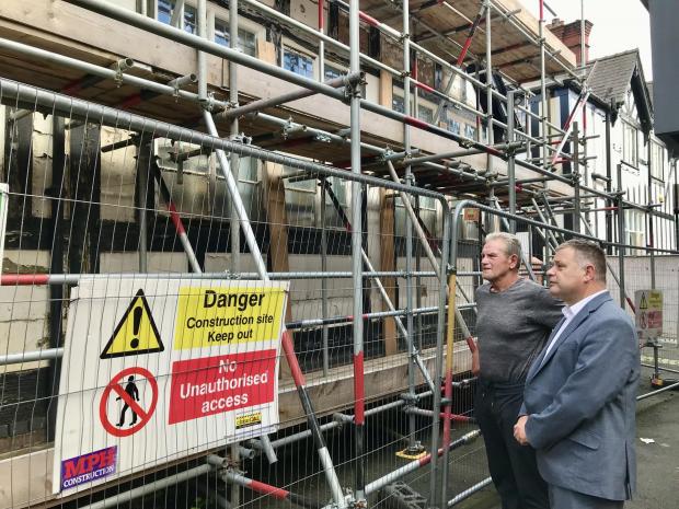 Northwich Guardian: Scaffolding was erected on Northwich library around 14 months ago