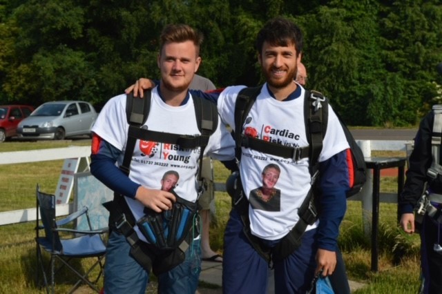 Michael Seery and Woody Al-Zidgali, two of Aarons closest friends ready for the CRY sky dive