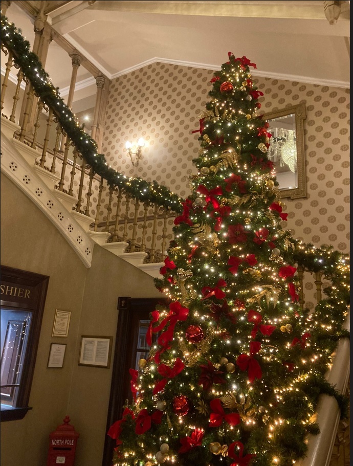 The impressive Christmas tree in the foyer of The Chester Grosvenor