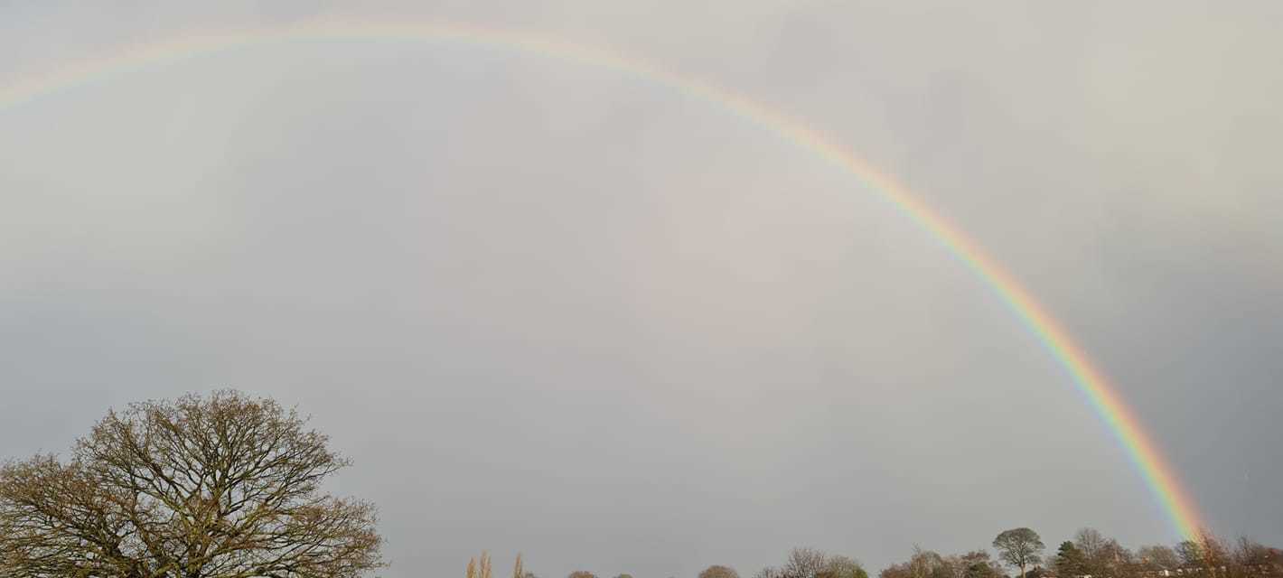 A rainbow at Moss Farm by Cathie Leather