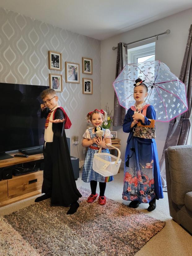 George, Matilda and Lilia Dunne from Barnton Community Nursery and Primary School went as Harry Potter, Dorothy and Mary Poppins