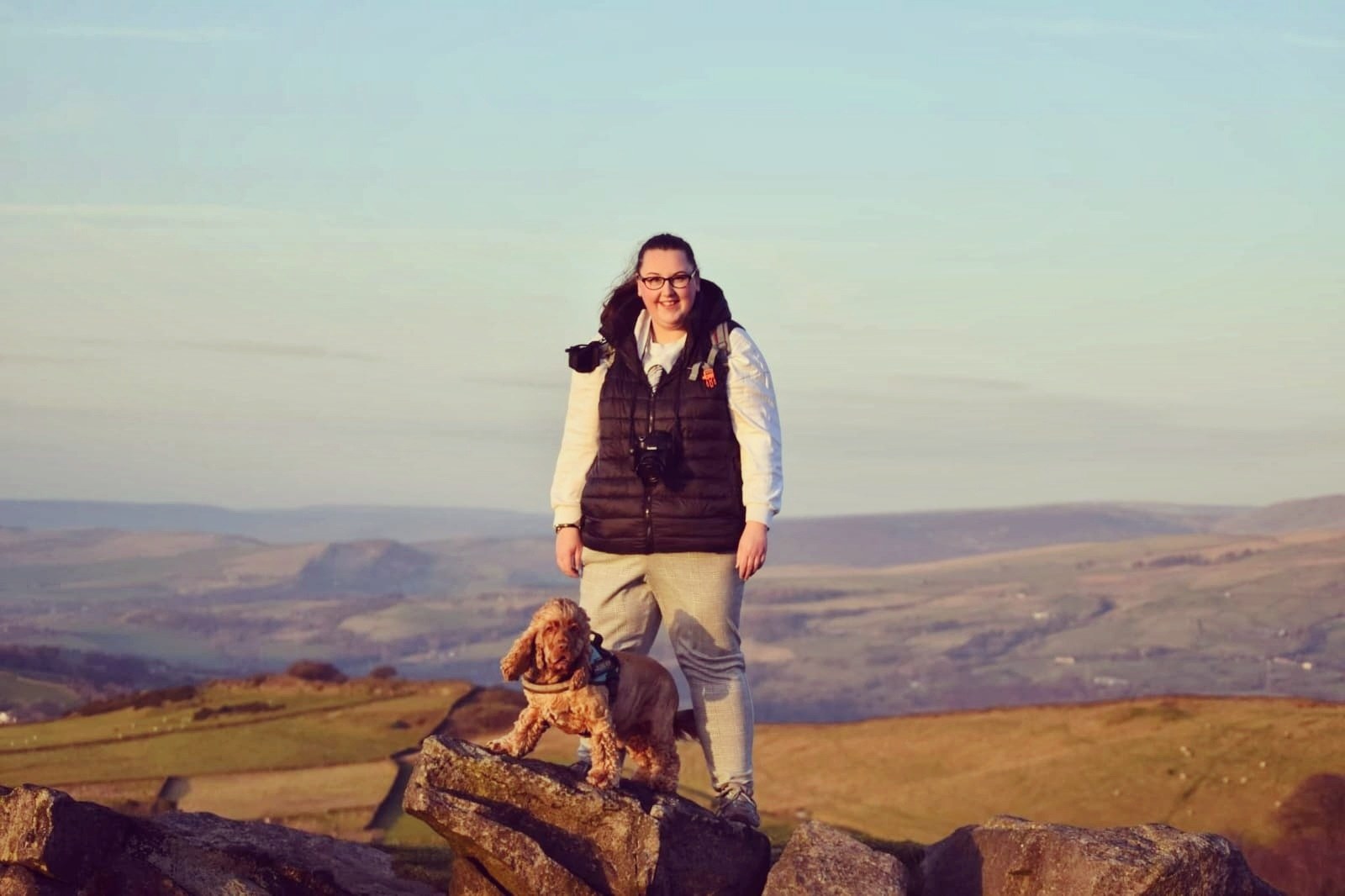 Guardian Camera Club member Sophie Ralph and Rocky at Windergather Rocks in Derbyshire