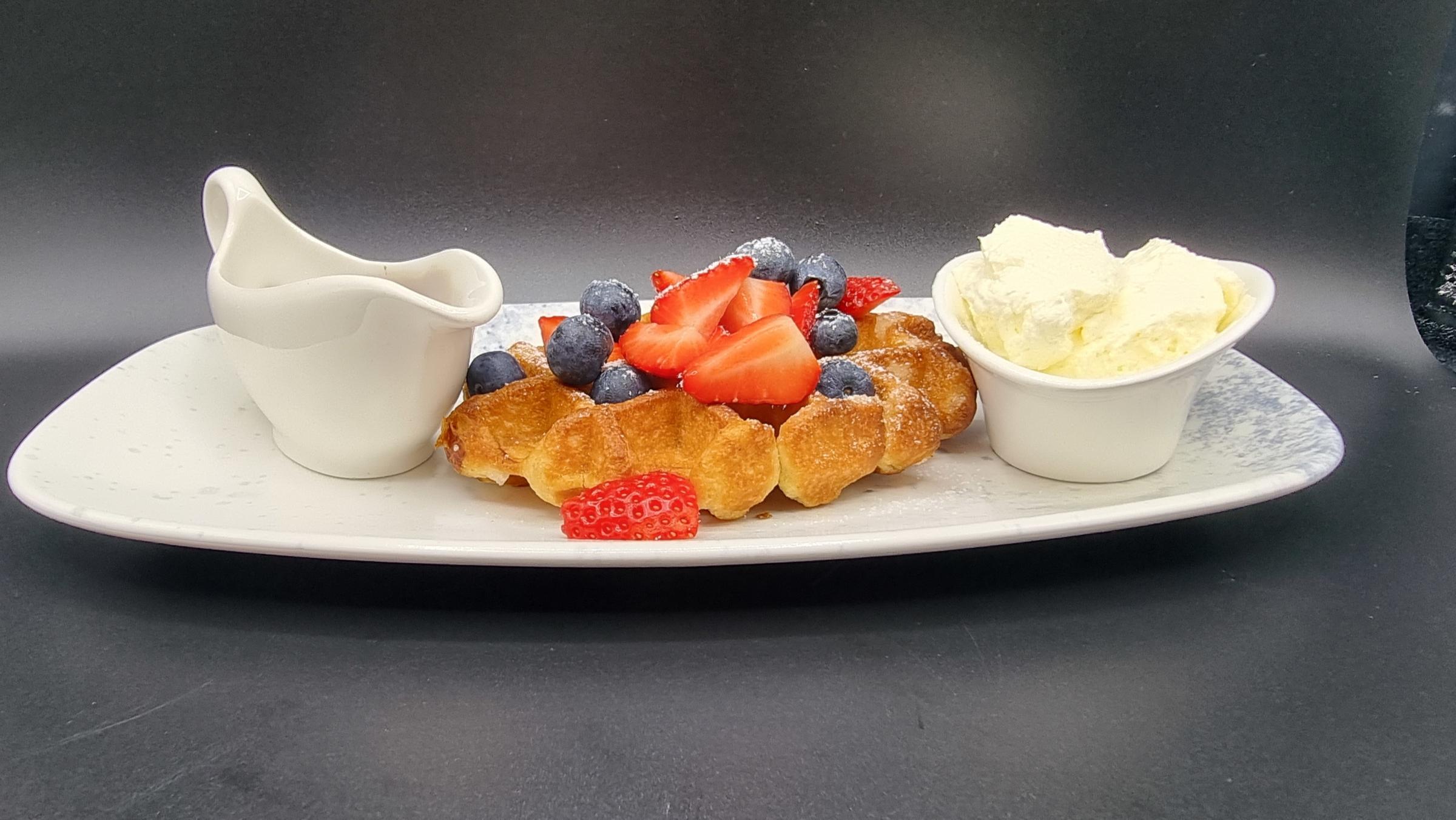 How about a sweeter start to the day with waffles and fruit?