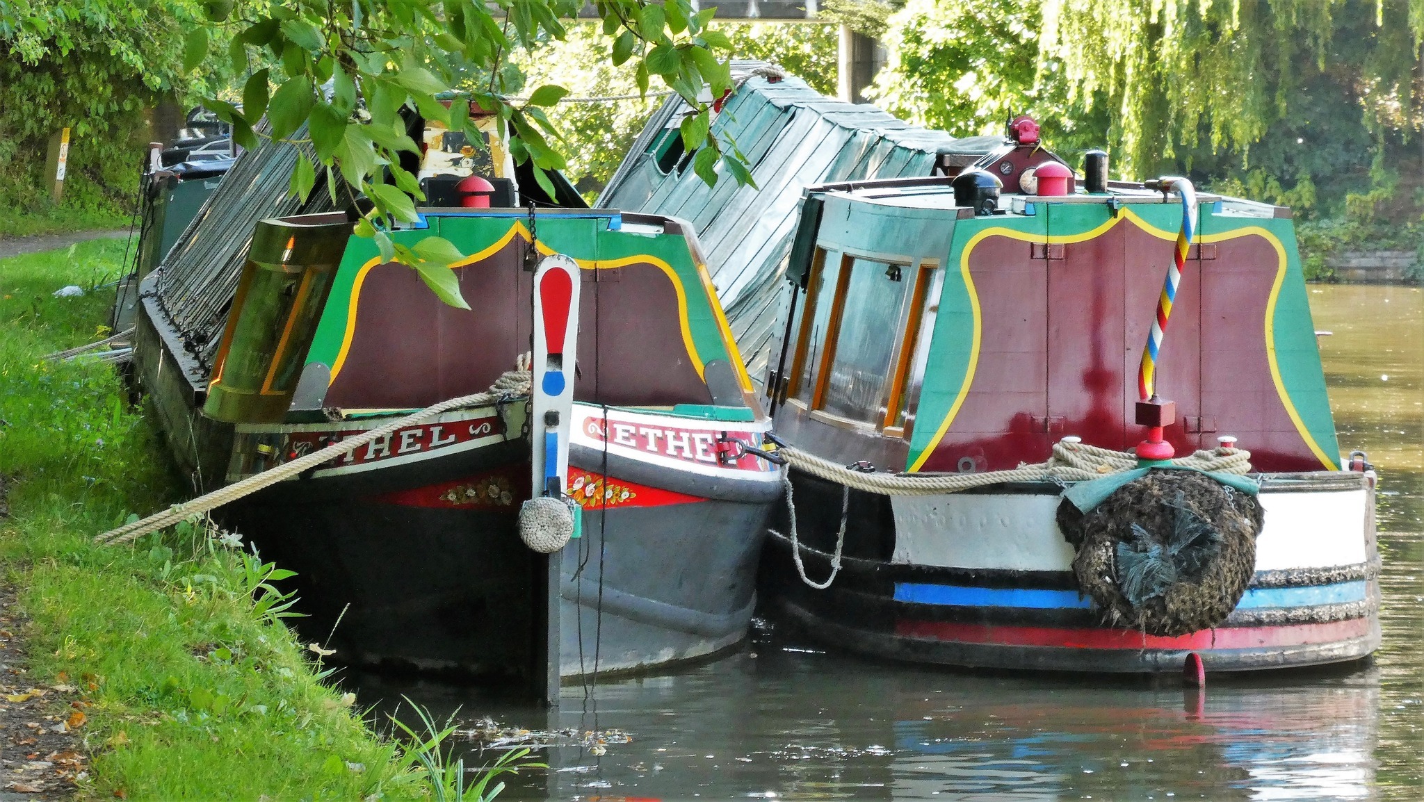 Old Barge and Butty at Anderton by Lynne Bentley