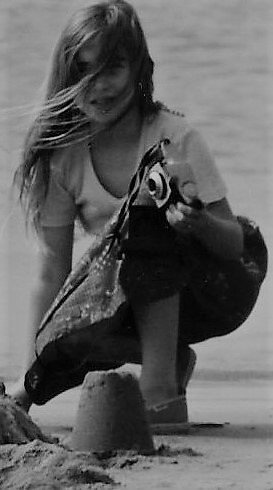 Lynne as a youngster on Llandudno Beach, 1985