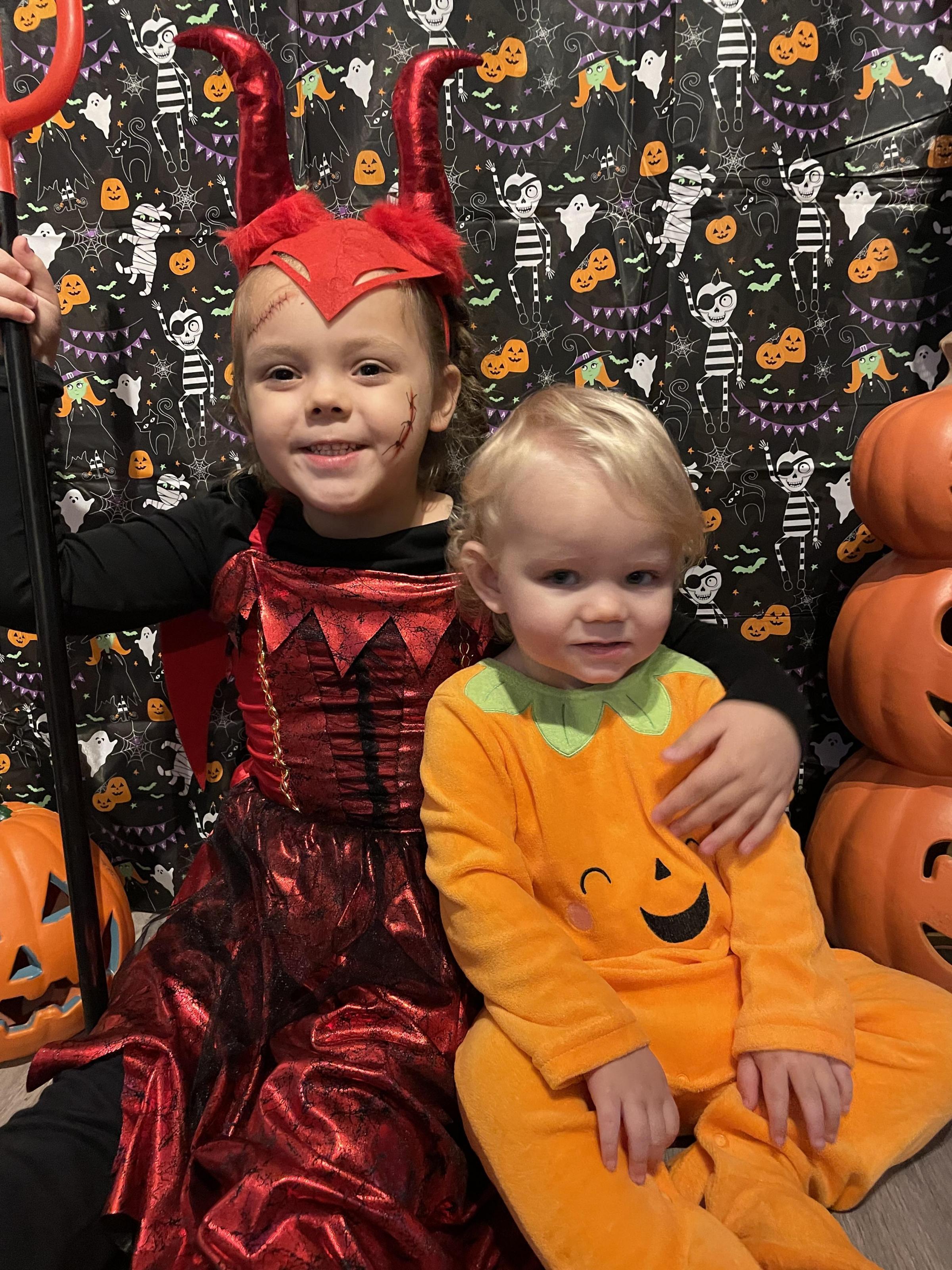 Isla-Mae and Coby John Collins from Northwich ready for trick or treating
