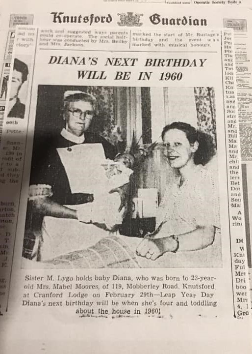Diana Smith was in the paper when she was born in 1956