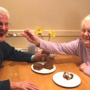 Jim and Joyce Massey cement their love with a sticky Valentine's treat.