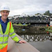 Simon Harding, project manager with the Canal & River Trust in front of Northwich Town Bridge