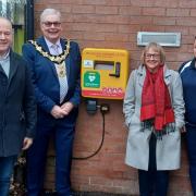 Northwich Town Mayor Graham Emmett with councillors Bob Cernik and Kate Cernik and manager Bev from Castle Private
