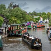 Colourful narrowboats in Middlewich