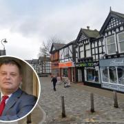 Witton Street in Northwich and, inset, Mike Amesbury MP