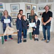 Staff and kids from Moulton Primary School, with Phil Carswell from Visual Arts Cheshire
