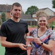 Alex Lerczak and Jackie Penn, Winsford Tennis Club doubles winners 2023