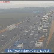 Traffic building following a crash near J18 of the M6 Northbound