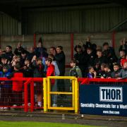 Witton Albion fans enjoying a home win against Widnes. Picture: Karl Brooks Photography