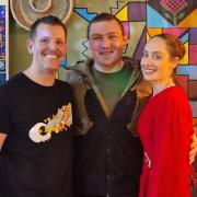 Jasper Wiese (centre) with That South African Place owners Rayner and Lynika Muller