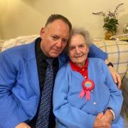 Les Martin (left) with mum Elsie Berry, who turned 100 on November 27