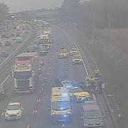 Live updates as traffic builds on M6 after vehicle overturns