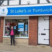 Manager Sue Rowland outside the new St Luke's charity shop