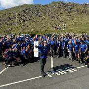 Funk Fitness owner Ashley Wood led a team of 64 gym members up Snowdon whilst carrying a fridge