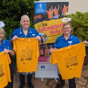 St Luke’s nurses Sheila Whittle, Andrew Marr and Kate Whitwam urge community to support the Midnight Walk