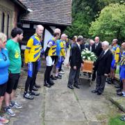 Cyclists from Weaver Valley Cycling Club and Breeze form a guard of honour at the funeral of Claire O'Brien. n143620