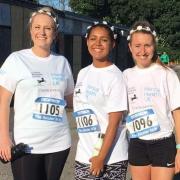 Vale Royal Athletics Club member Amelia Pettitt, right, with Laura Hovington and Eleanor Edwards before one of the Sale Sizzler 5K Series races this summer