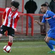 Danny McKenna and his Witton Albion teammates resume their bid to reach the promotion play-offs when Shaw Lane visit this weekend. Picture: Keith Clayton