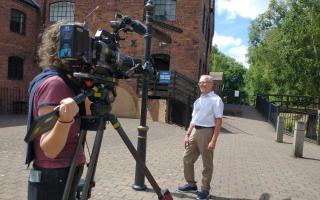 John Malam filming for Celebrity Antiques Road Trip at the Coalport China Museum