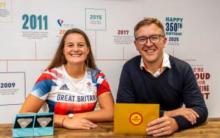 International rowing ace Emily Ford meets up with Iain Lavelle of Mornflake marketing department at the mill on Gresty Road, Crewe