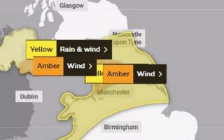 An amber weather warning issued at 4am on Monday, November 13 by the Met Office