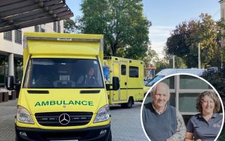Paul and Paula Williams, inset, helped to deliver three ambulances to Ukraine