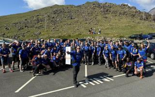 Funk Fitness owner Ashley Wood led a team of 64 gym members up Snowdon whilst carrying a fridge