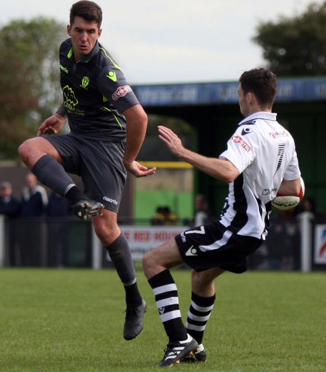 Paul Williams, pictured in action against Coalville earlier this season, is unlikely to play again in 2017 after sustaining a knee injury. Picture: Keith Clayton