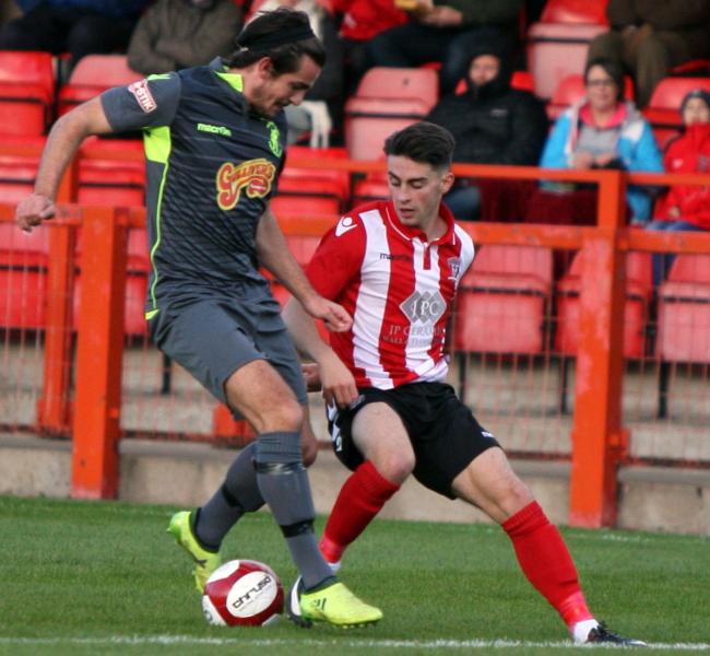 Owen Dale, on loan to Witton Albion from Crewe Alexandra, will be missing for the next fortnight after sustaining an injury. Picture: Keith Clayton